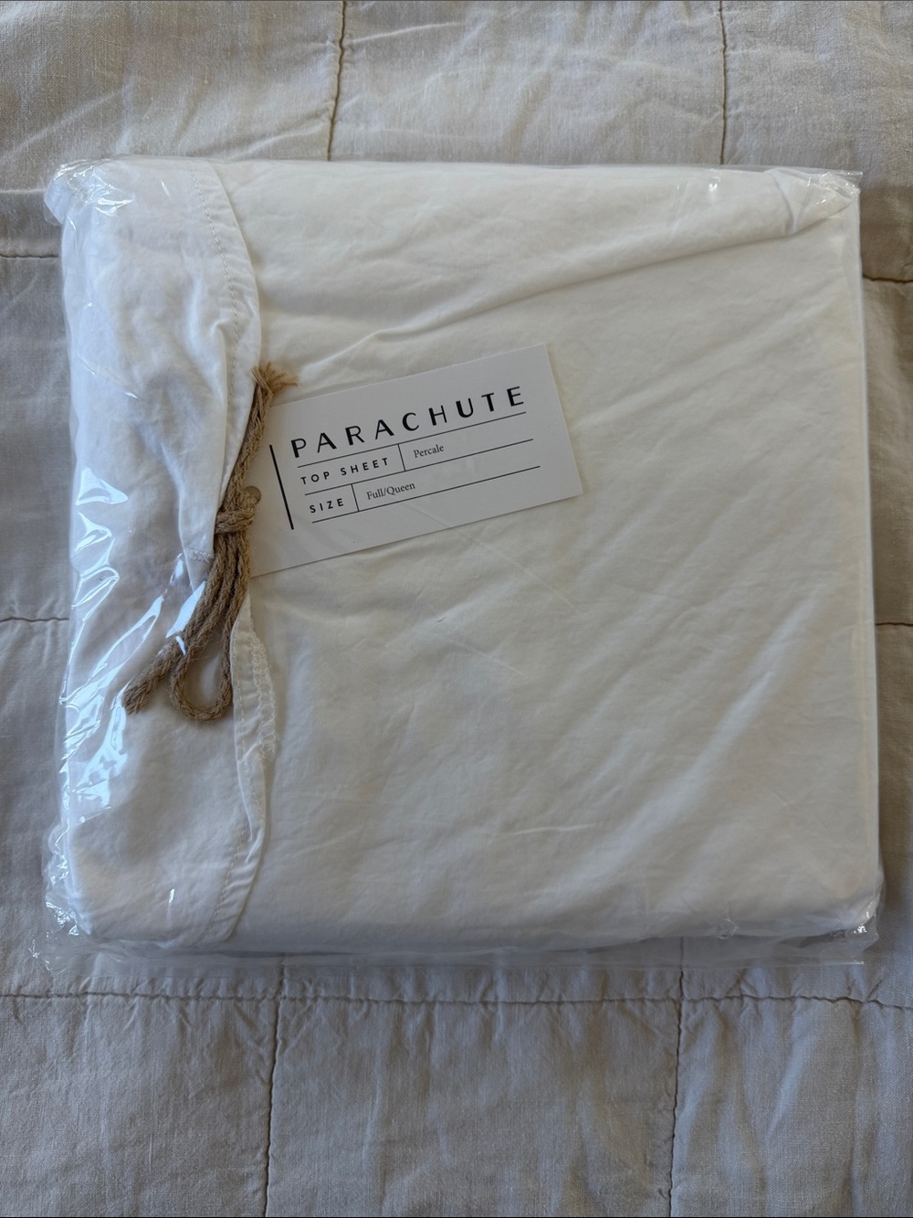Parachute White Percale Top Sheet - Full/Queen